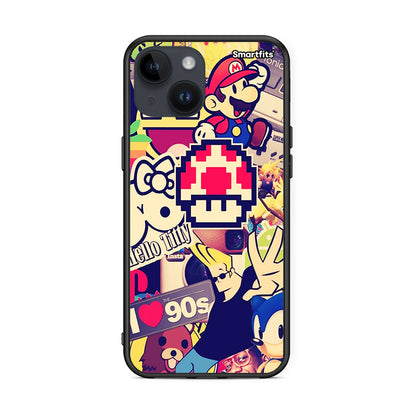 iPhone 15 Love The 90s θήκη από τη Smartfits με σχέδιο στο πίσω μέρος και μαύρο περίβλημα | Smartphone case with colorful back and black bezels by Smartfits