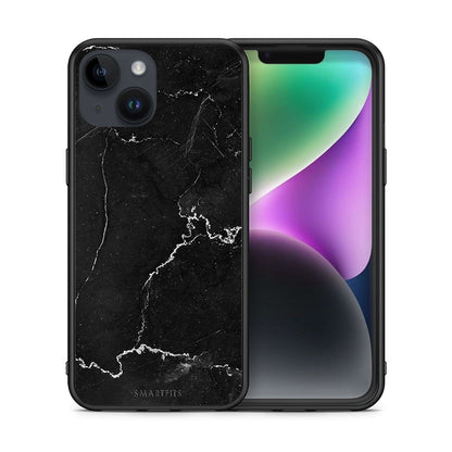 Θήκη iPhone 15 Marble Black από τη Smartfits με σχέδιο στο πίσω μέρος και μαύρο περίβλημα | iPhone 15 Marble Black case with colorful back and black bezels