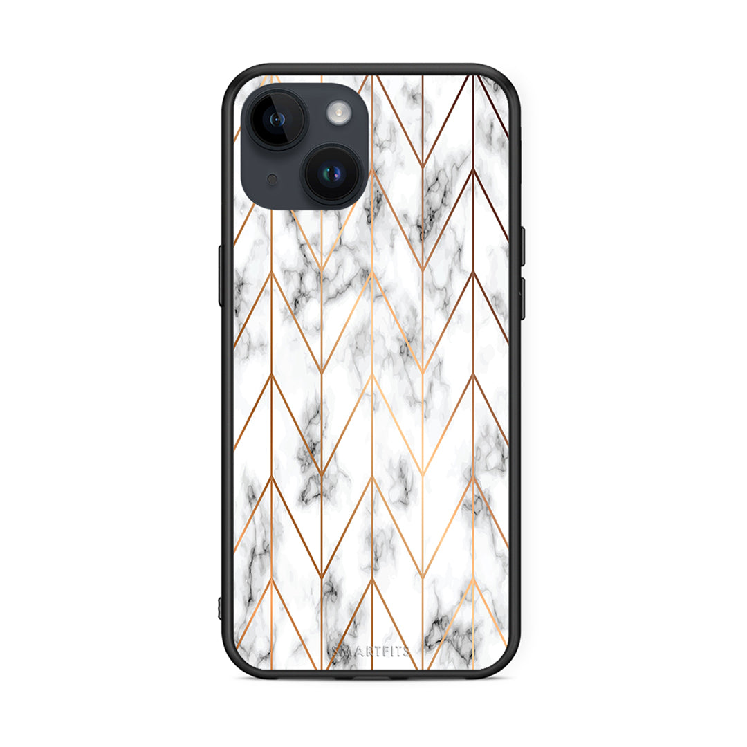 44 - iPhone 15 Gold Geometric Marble case, cover, bumper