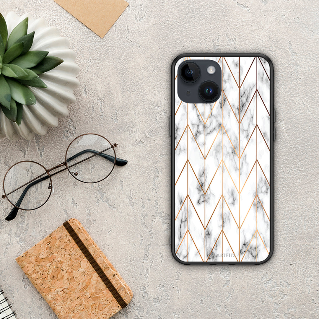 Marble Gold Geometric - iPhone 15 θήκη