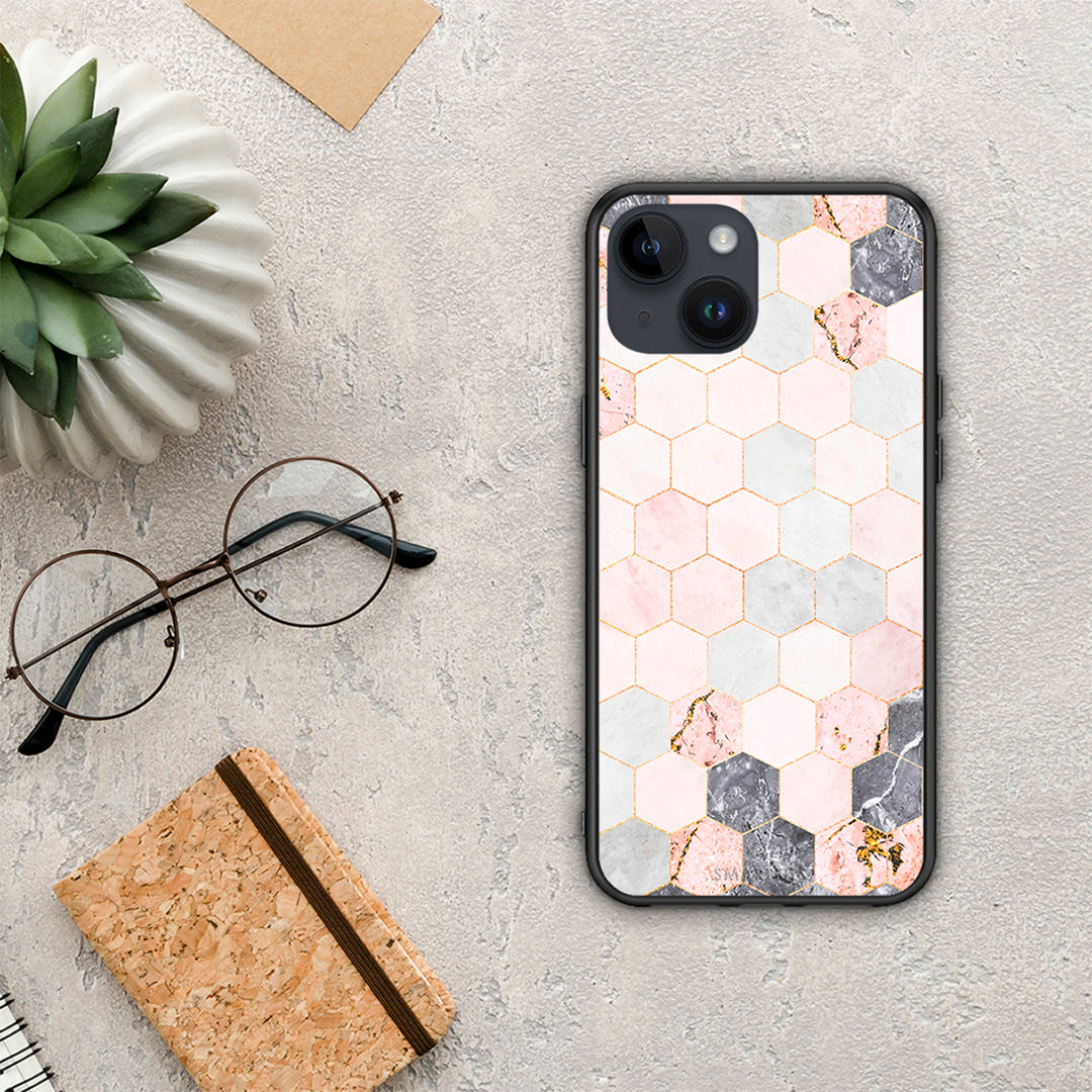 Marble Hexagon Pink - iPhone 15 θήκη