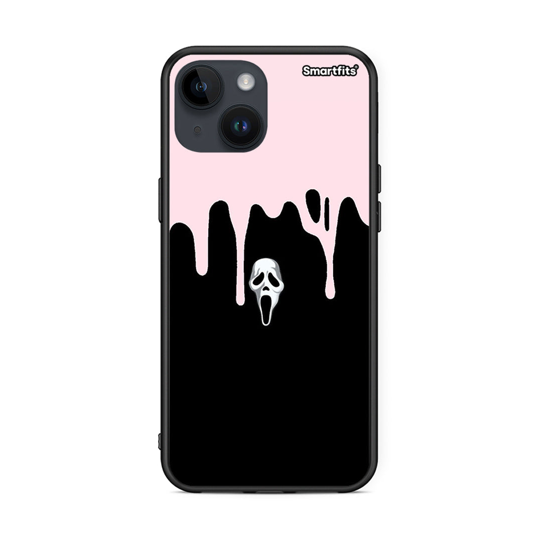 iPhone 15 Melting Halloween Mask Θήκη από τη Smartfits με σχέδιο στο πίσω μέρος και μαύρο περίβλημα | Smartphone case with colorful back and black bezels by Smartfits