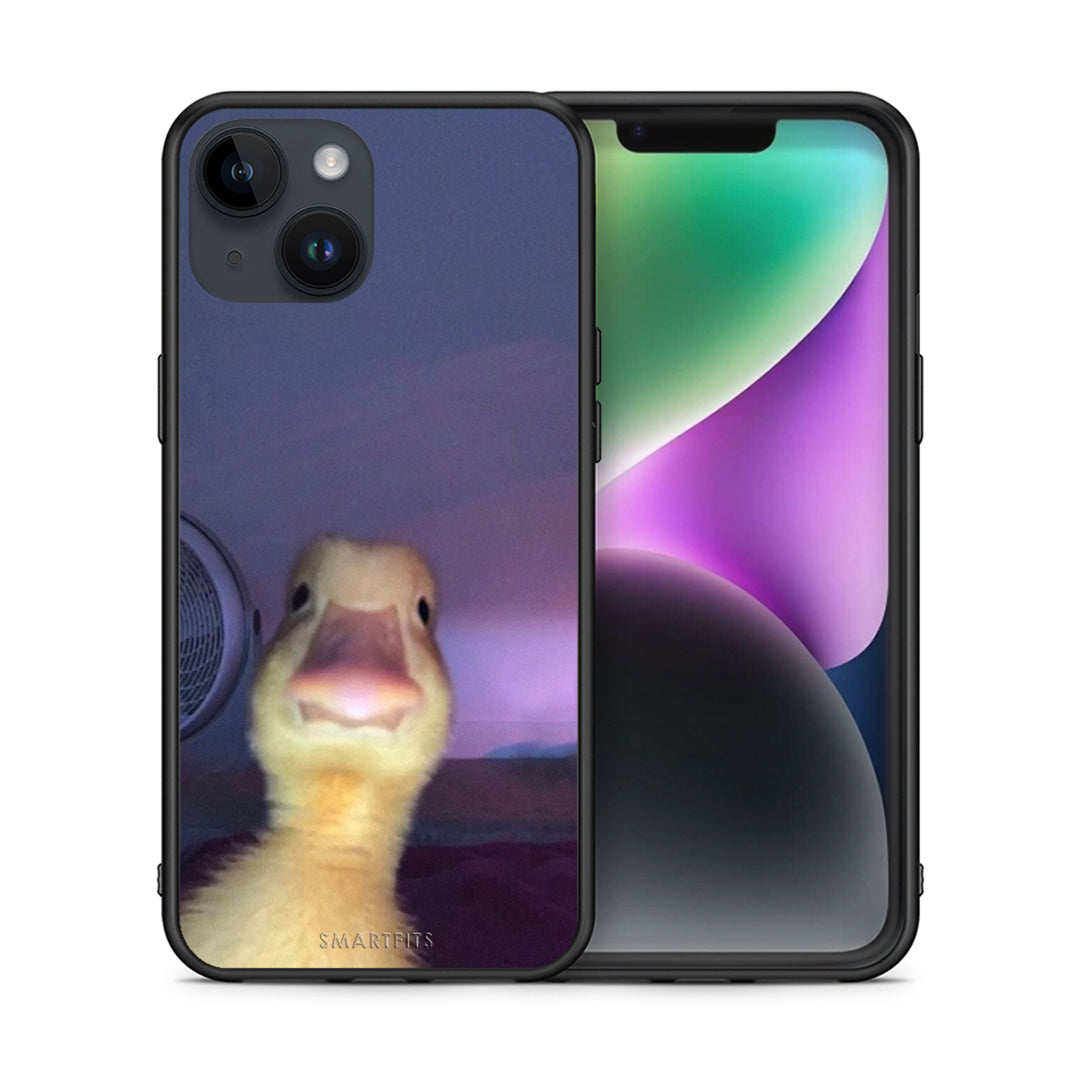 Θήκη iPhone 15 Meme Duck από τη Smartfits με σχέδιο στο πίσω μέρος και μαύρο περίβλημα | iPhone 15 Meme Duck case with colorful back and black bezels