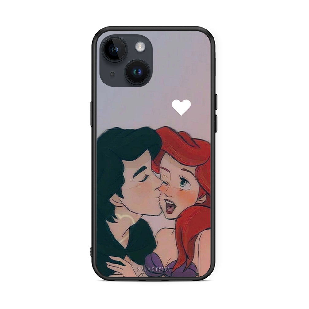 iPhone 15 Mermaid Love Θήκη Αγίου Βαλεντίνου από τη Smartfits με σχέδιο στο πίσω μέρος και μαύρο περίβλημα | Smartphone case with colorful back and black bezels by Smartfits