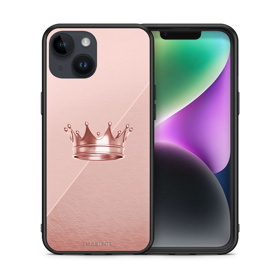 Θήκη iPhone 15 Crown Minimal από τη Smartfits με σχέδιο στο πίσω μέρος και μαύρο περίβλημα | iPhone 15 Crown Minimal case with colorful back and black bezels