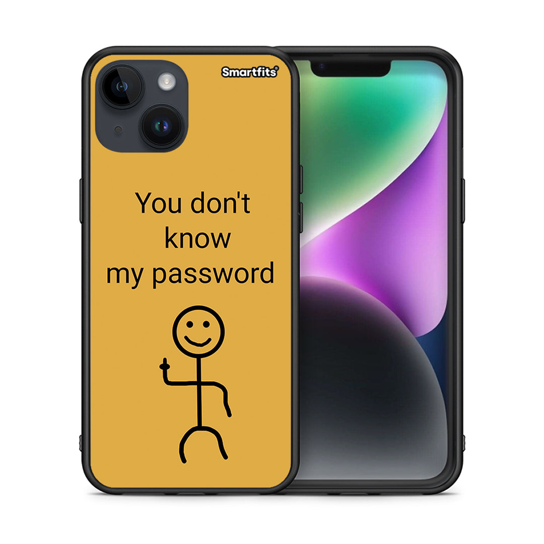 Θήκη iPhone 14 My Password από τη Smartfits με σχέδιο στο πίσω μέρος και μαύρο περίβλημα | iPhone 14 My Password case with colorful back and black bezels