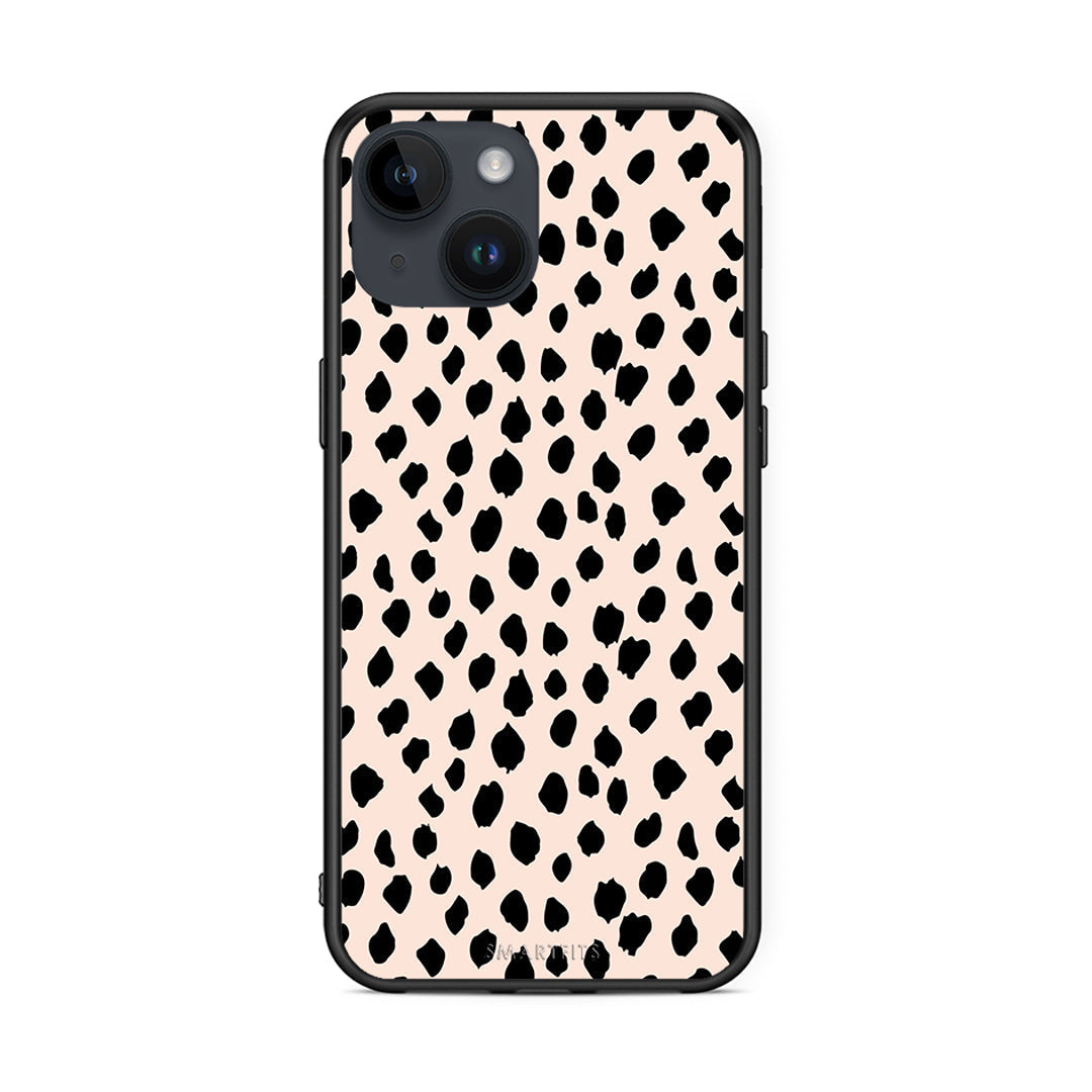 iPhone 15 New Polka Dots θήκη από τη Smartfits με σχέδιο στο πίσω μέρος και μαύρο περίβλημα | Smartphone case with colorful back and black bezels by Smartfits