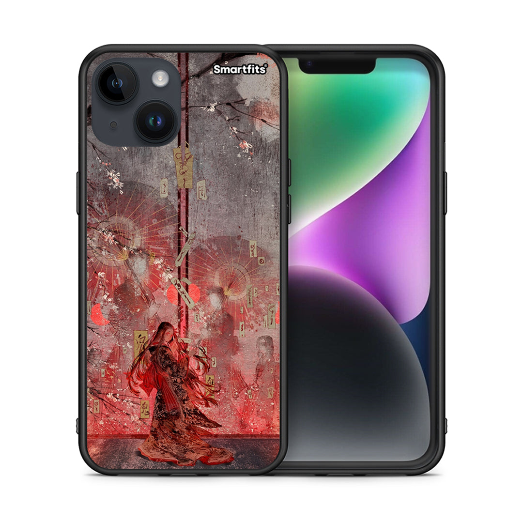 Θήκη iPhone 15 Nezuko Kamado από τη Smartfits με σχέδιο στο πίσω μέρος και μαύρο περίβλημα | iPhone 15 Nezuko Kamado case with colorful back and black bezels