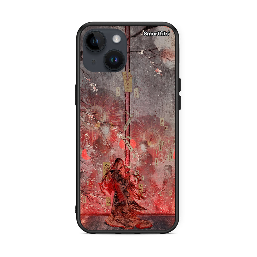 iPhone 15 Nezuko Kamado θήκη από τη Smartfits με σχέδιο στο πίσω μέρος και μαύρο περίβλημα | Smartphone case with colorful back and black bezels by Smartfits