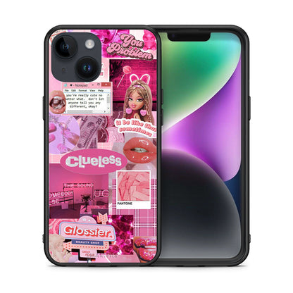 Θήκη Αγίου Βαλεντίνου iPhone 15 Pink Love από τη Smartfits με σχέδιο στο πίσω μέρος και μαύρο περίβλημα | iPhone 15 Pink Love case with colorful back and black bezels