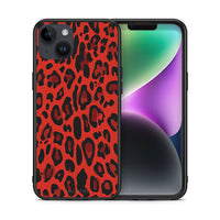 Thumbnail for Θήκη iPhone 14 Plus Red Leopard Animal από τη Smartfits με σχέδιο στο πίσω μέρος και μαύρο περίβλημα | iPhone 14 Plus Red Leopard Animal case with colorful back and black bezels