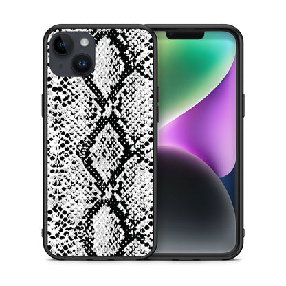 Θήκη iPhone 14 Plus White Snake Animal από τη Smartfits με σχέδιο στο πίσω μέρος και μαύρο περίβλημα | iPhone 14 Plus White Snake Animal case with colorful back and black bezels