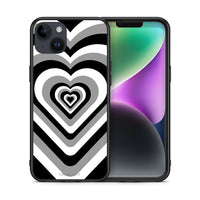 Thumbnail for Θήκη iPhone 14 Plus Black Hearts από τη Smartfits με σχέδιο στο πίσω μέρος και μαύρο περίβλημα | iPhone 14 Plus Black Hearts case with colorful back and black bezels