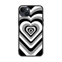Thumbnail for iPhone 14 Plus Black Hearts θήκη από τη Smartfits με σχέδιο στο πίσω μέρος και μαύρο περίβλημα | Smartphone case with colorful back and black bezels by Smartfits