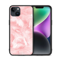 Thumbnail for Θήκη iPhone 15 Plus Pink Feather Boho από τη Smartfits με σχέδιο στο πίσω μέρος και μαύρο περίβλημα | iPhone 15 Plus Pink Feather Boho case with colorful back and black bezels