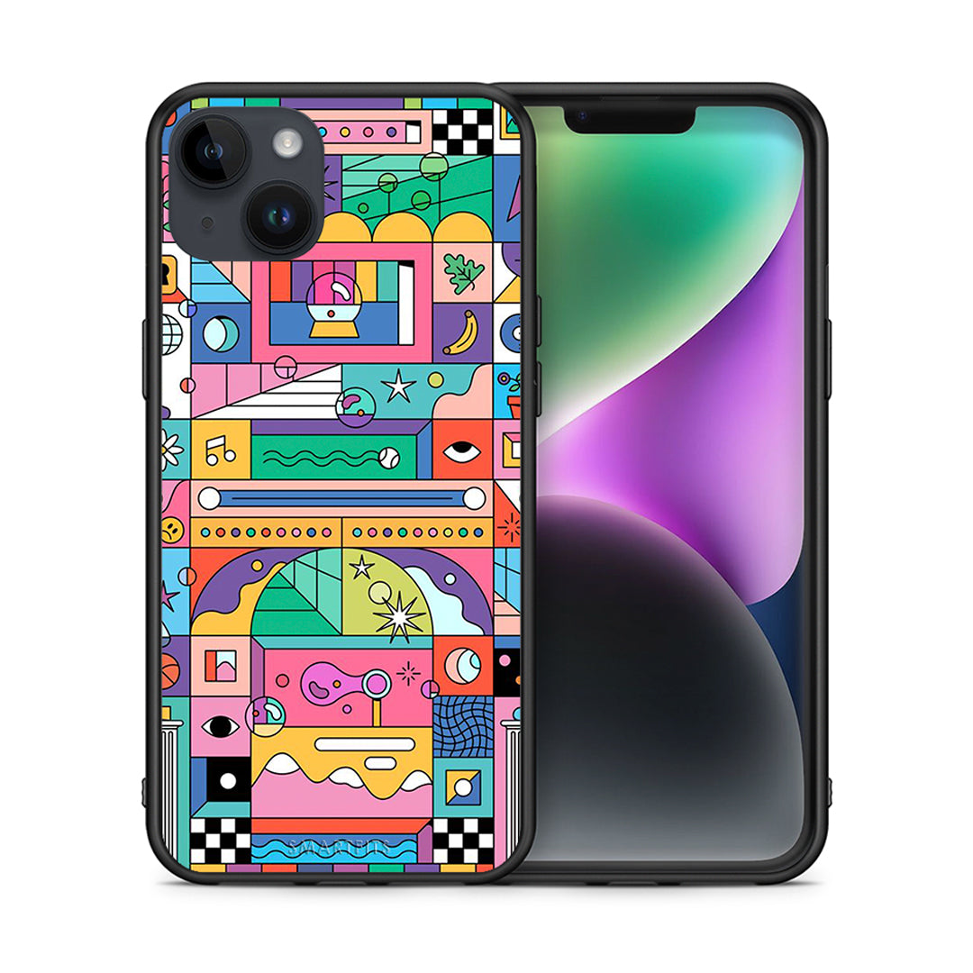 Θήκη iPhone 15 Plus Bubbles Soap από τη Smartfits με σχέδιο στο πίσω μέρος και μαύρο περίβλημα | iPhone 15 Plus Bubbles Soap case with colorful back and black bezels