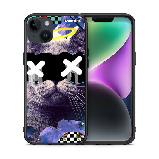 Θήκη iPhone 14 Plus Cat Collage από τη Smartfits με σχέδιο στο πίσω μέρος και μαύρο περίβλημα | iPhone 14 Plus Cat Collage case with colorful back and black bezels