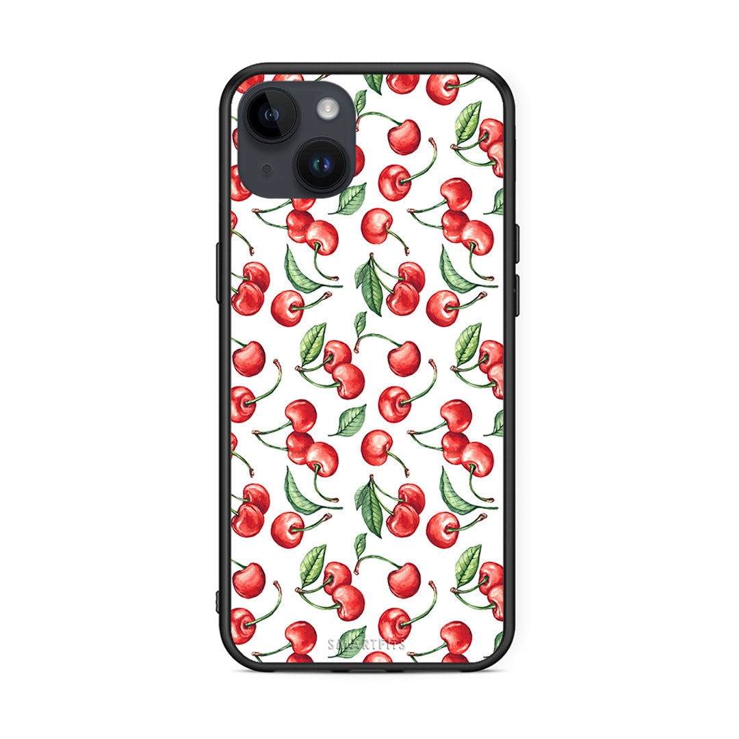 iPhone 14 Plus Cherry Summer θήκη από τη Smartfits με σχέδιο στο πίσω μέρος και μαύρο περίβλημα | Smartphone case with colorful back and black bezels by Smartfits
