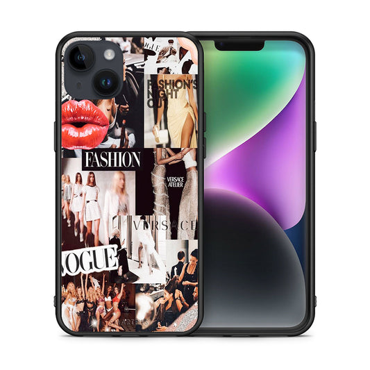 Θήκη Αγίου Βαλεντίνου iPhone 15 Plus Collage Fashion από τη Smartfits με σχέδιο στο πίσω μέρος και μαύρο περίβλημα | iPhone 15 Plus Collage Fashion case with colorful back and black bezels