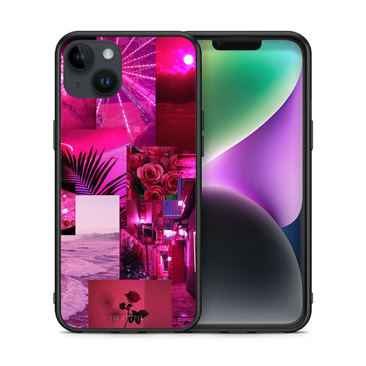 Θήκη Αγίου Βαλεντίνου iPhone 14 Plus Collage Red Roses από τη Smartfits με σχέδιο στο πίσω μέρος και μαύρο περίβλημα | iPhone 14 Plus Collage Red Roses case with colorful back and black bezels