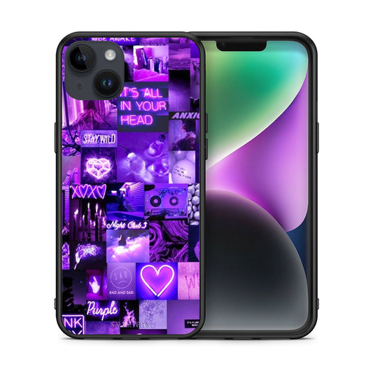 Θήκη Αγίου Βαλεντίνου iPhone 15 Plus Collage Stay Wild από τη Smartfits με σχέδιο στο πίσω μέρος και μαύρο περίβλημα | iPhone 15 Plus Collage Stay Wild case with colorful back and black bezels
