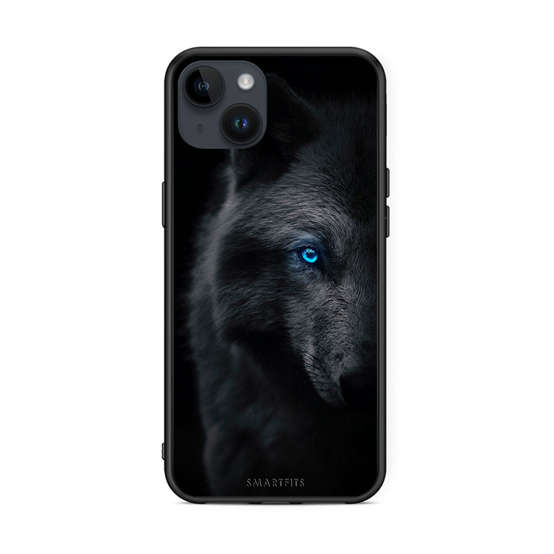 iPhone 14 Plus Dark Wolf θήκη από τη Smartfits με σχέδιο στο πίσω μέρος και μαύρο περίβλημα | Smartphone case with colorful back and black bezels by Smartfits