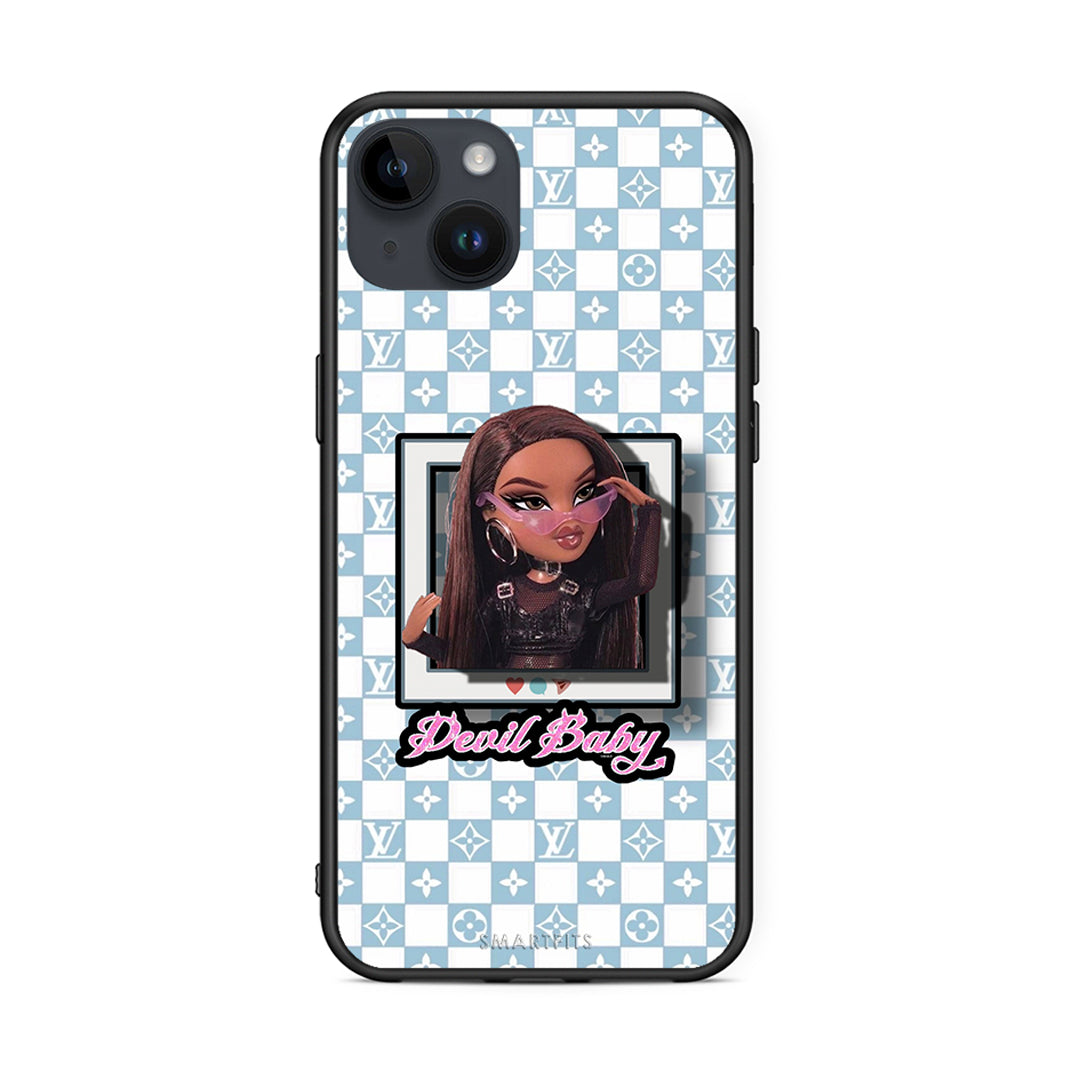 iPhone 15 Plus Devil Baby Θήκη Αγίου Βαλεντίνου από τη Smartfits με σχέδιο στο πίσω μέρος και μαύρο περίβλημα | Smartphone case with colorful back and black bezels by Smartfits