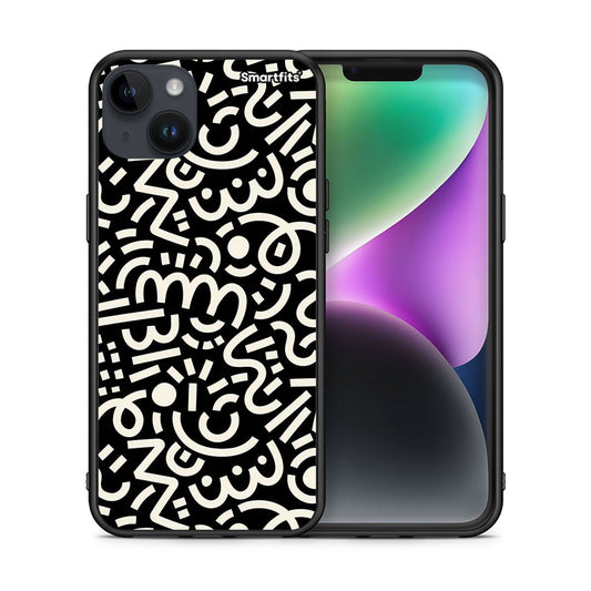Θήκη iPhone 15 Plus Doodle Art από τη Smartfits με σχέδιο στο πίσω μέρος και μαύρο περίβλημα | iPhone 15 Plus Doodle Art case with colorful back and black bezels