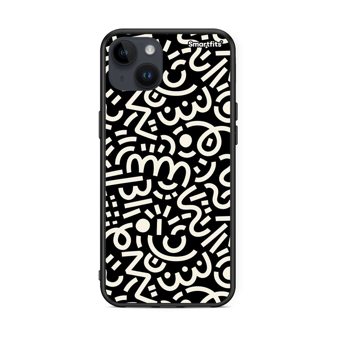 iPhone 14 Plus Doodle Art θήκη από τη Smartfits με σχέδιο στο πίσω μέρος και μαύρο περίβλημα | Smartphone case with colorful back and black bezels by Smartfits