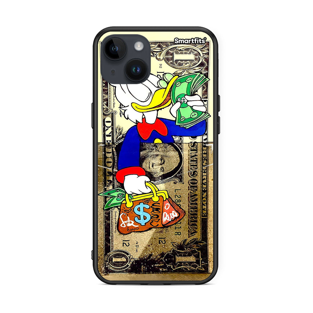 iPhone 14 Plus Duck Money θήκη από τη Smartfits με σχέδιο στο πίσω μέρος και μαύρο περίβλημα | Smartphone case with colorful back and black bezels by Smartfits