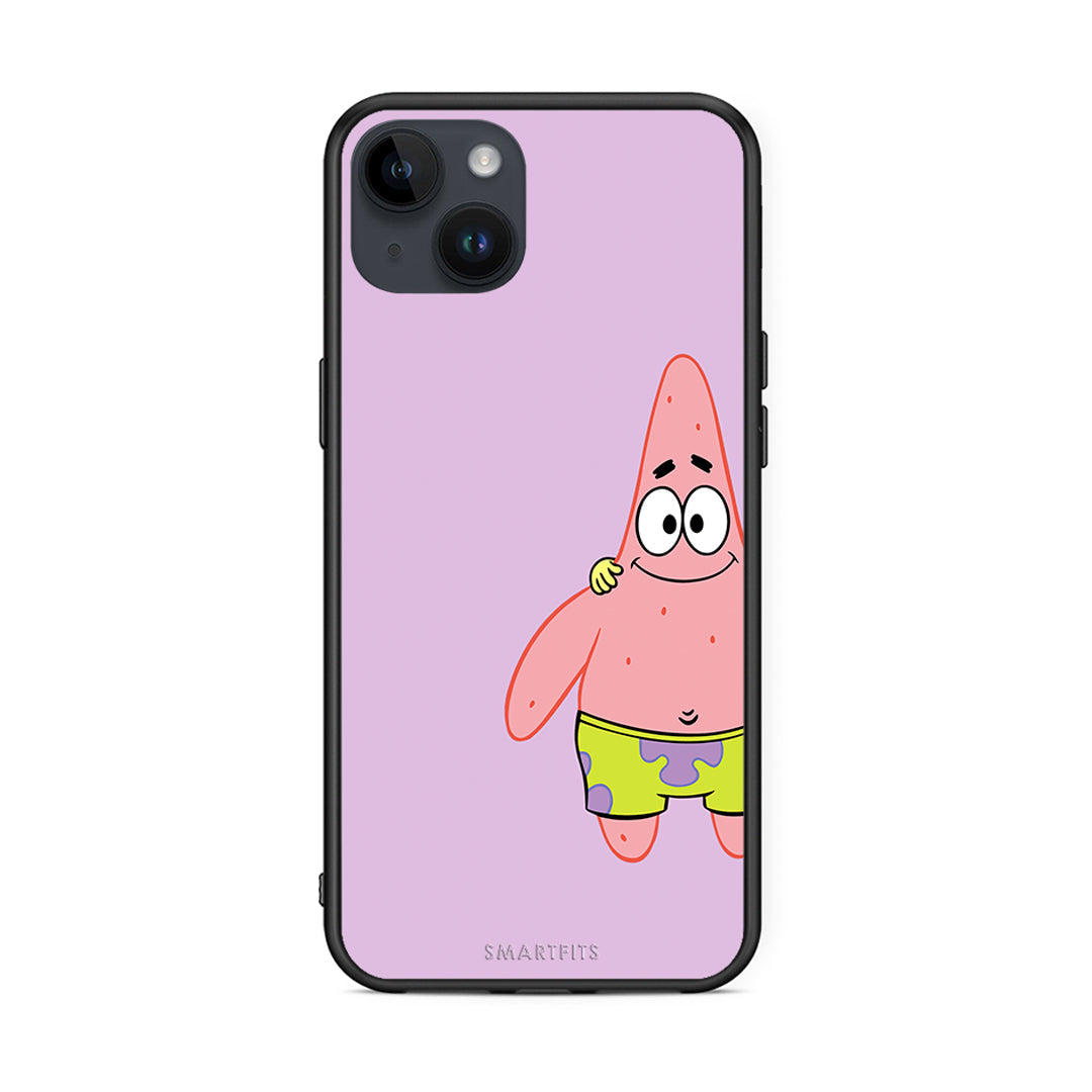 iPhone 15 Plus Friends Patrick θήκη από τη Smartfits με σχέδιο στο πίσω μέρος και μαύρο περίβλημα | Smartphone case with colorful back and black bezels by Smartfits