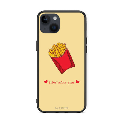 iPhone 15 Plus Fries Before Guys Θήκη Αγίου Βαλεντίνου από τη Smartfits με σχέδιο στο πίσω μέρος και μαύρο περίβλημα | Smartphone case with colorful back and black bezels by Smartfits