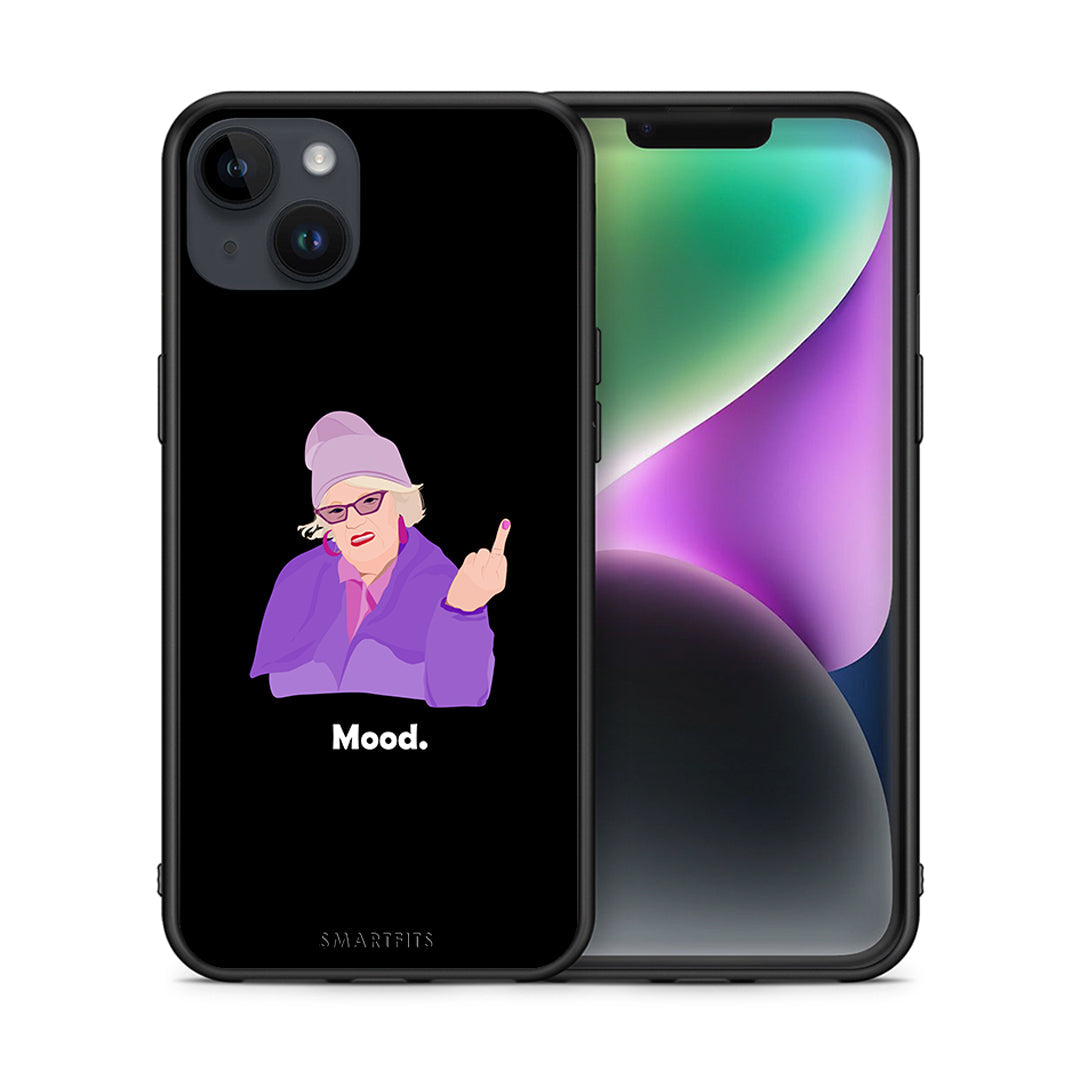 Θήκη iPhone 15 Plus Grandma Mood Black από τη Smartfits με σχέδιο στο πίσω μέρος και μαύρο περίβλημα | iPhone 15 Plus Grandma Mood Black case with colorful back and black bezels