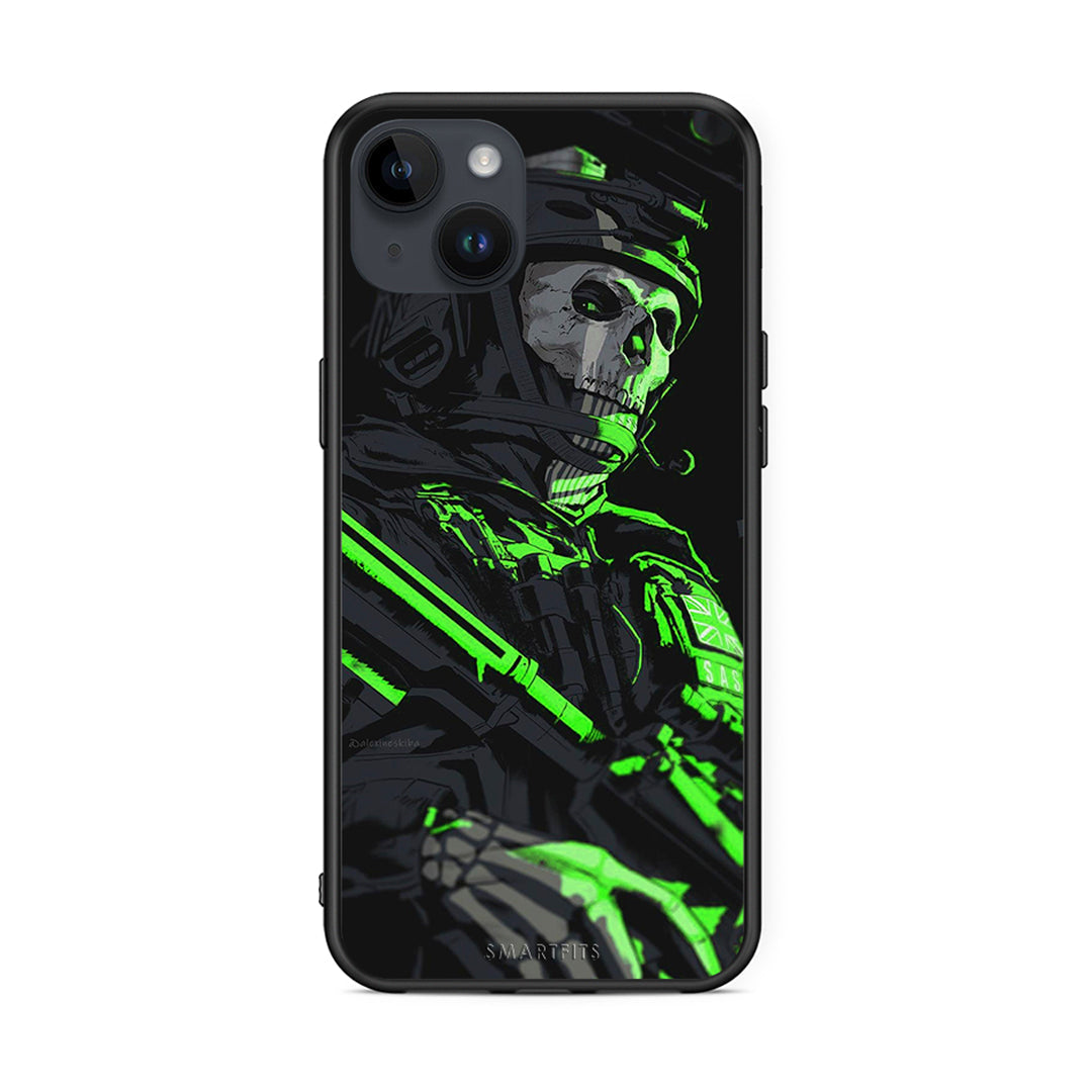 iPhone 15 Plus Green Soldier Θήκη Αγίου Βαλεντίνου από τη Smartfits με σχέδιο στο πίσω μέρος και μαύρο περίβλημα | Smartphone case with colorful back and black bezels by Smartfits