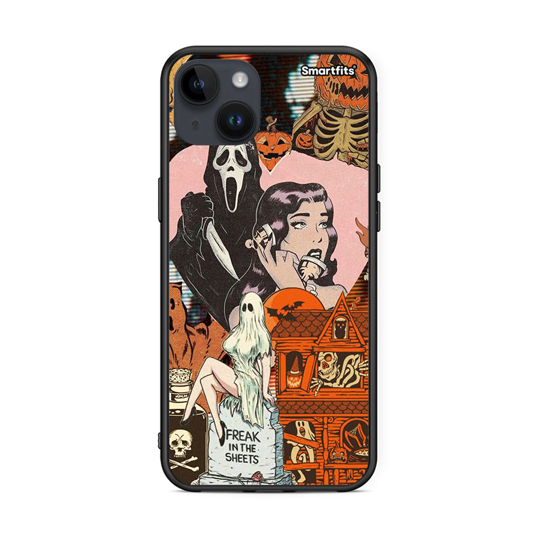 iPhone 14 Plus Halloween Collage θήκη από τη Smartfits με σχέδιο στο πίσω μέρος και μαύρο περίβλημα | Smartphone case with colorful back and black bezels by Smartfits
