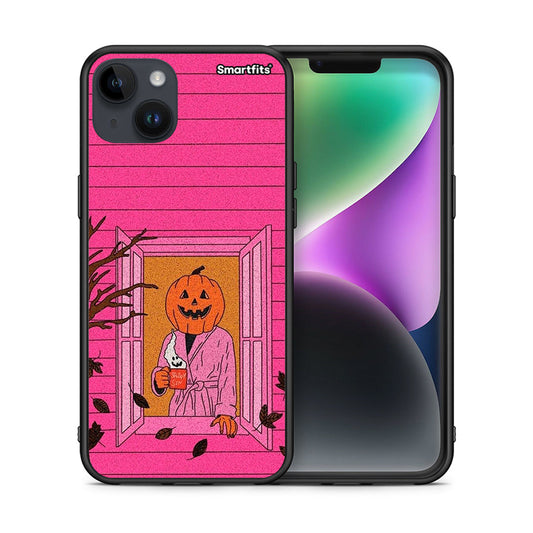 Θήκη iPhone 15 Plus Halloween Pumpkin Lady από τη Smartfits με σχέδιο στο πίσω μέρος και μαύρο περίβλημα | iPhone 15 Plus Halloween Pumpkin Lady case with colorful back and black bezels