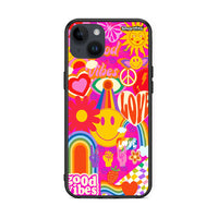 Thumbnail for iPhone 14 Plus Hippie Love θήκη από τη Smartfits με σχέδιο στο πίσω μέρος και μαύρο περίβλημα | Smartphone case with colorful back and black bezels by Smartfits