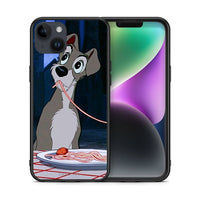 Thumbnail for Θήκη Αγίου Βαλεντίνου iPhone 15 Plus Lady And Tramp 1 από τη Smartfits με σχέδιο στο πίσω μέρος και μαύρο περίβλημα | iPhone 15 Plus Lady And Tramp 1 case with colorful back and black bezels