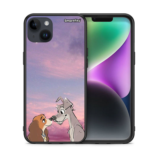 Θήκη iPhone 15 Plus Lady And Tramp από τη Smartfits με σχέδιο στο πίσω μέρος και μαύρο περίβλημα | iPhone 15 Plus Lady And Tramp case with colorful back and black bezels