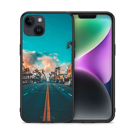 Θήκη iPhone 14 Plus City Landscape από τη Smartfits με σχέδιο στο πίσω μέρος και μαύρο περίβλημα | iPhone 14 Plus City Landscape case with colorful back and black bezels