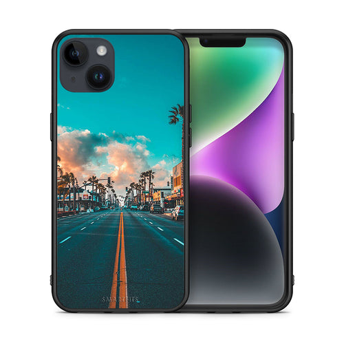 Θήκη iPhone 15 Plus City Landscape από τη Smartfits με σχέδιο στο πίσω μέρος και μαύρο περίβλημα | iPhone 15 Plus City Landscape case with colorful back and black bezels