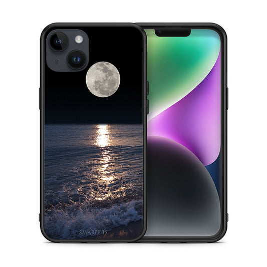 Θήκη iPhone 15 Plus Moon Landscape από τη Smartfits με σχέδιο στο πίσω μέρος και μαύρο περίβλημα | iPhone 15 Plus Moon Landscape case with colorful back and black bezels