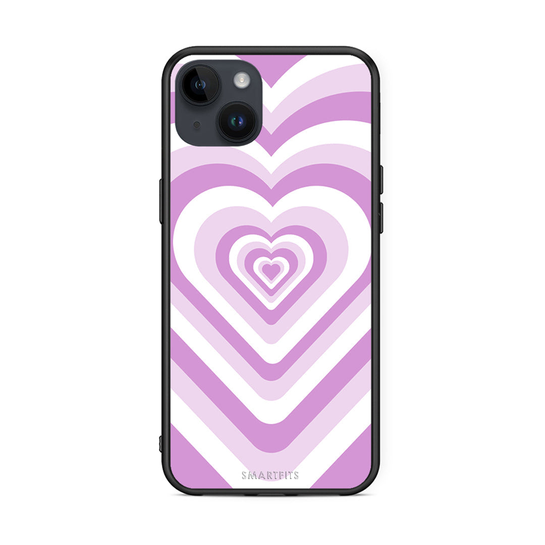 iPhone 14 Plus Lilac Hearts θήκη από τη Smartfits με σχέδιο στο πίσω μέρος και μαύρο περίβλημα | Smartphone case with colorful back and black bezels by Smartfits