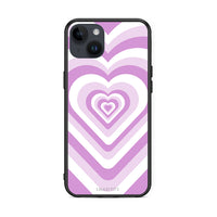 Thumbnail for iPhone 15 Plus Lilac Hearts θήκη από τη Smartfits με σχέδιο στο πίσω μέρος και μαύρο περίβλημα | Smartphone case with colorful back and black bezels by Smartfits