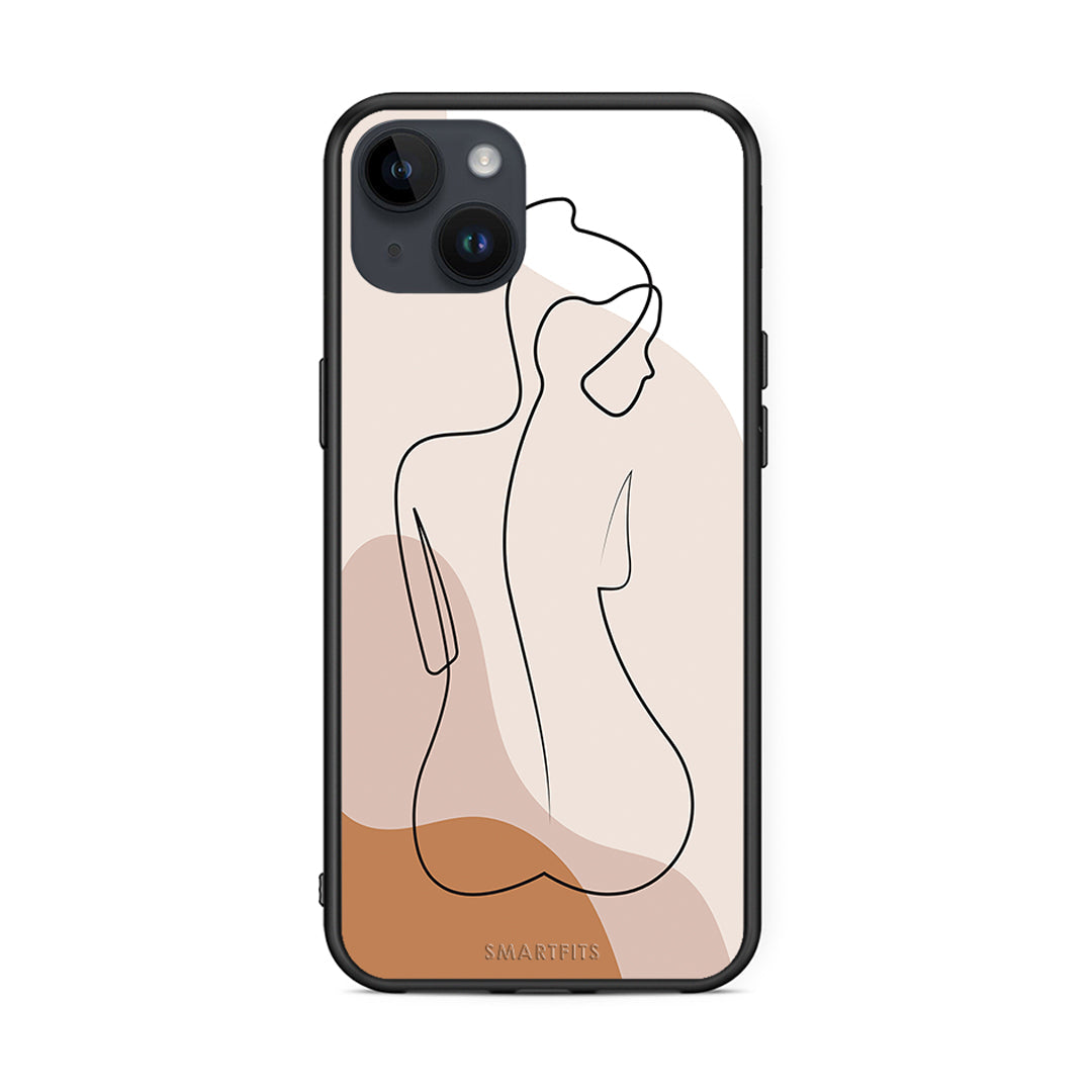 iPhone 14 Plus LineArt Woman θήκη από τη Smartfits με σχέδιο στο πίσω μέρος και μαύρο περίβλημα | Smartphone case with colorful back and black bezels by Smartfits