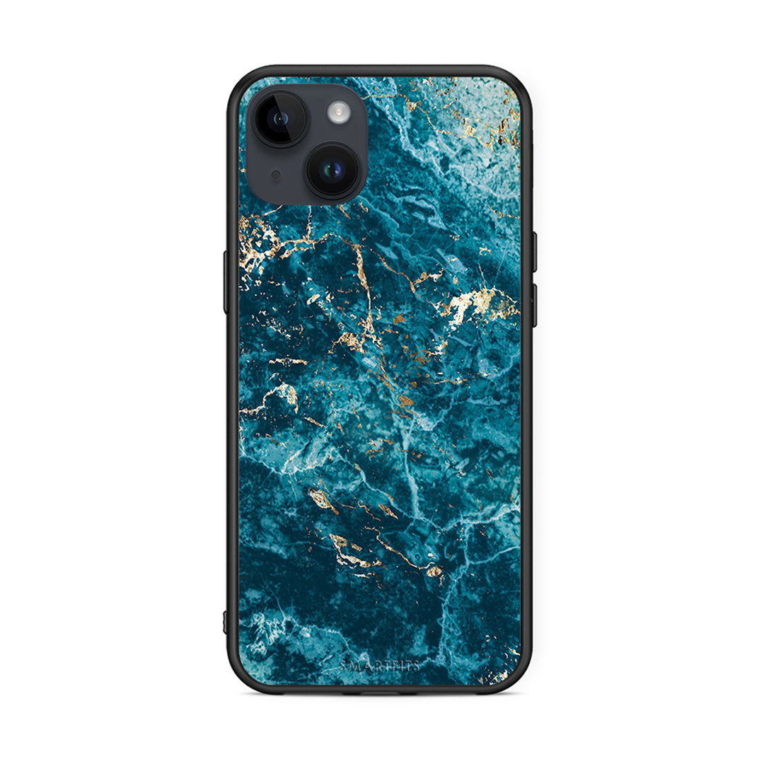 iPhone 14 Plus Marble Blue θήκη από τη Smartfits με σχέδιο στο πίσω μέρος και μαύρο περίβλημα | Smartphone case with colorful back and black bezels by Smartfits
