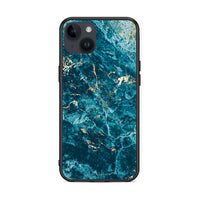 Thumbnail for iPhone 14 Plus Marble Blue θήκη από τη Smartfits με σχέδιο στο πίσω μέρος και μαύρο περίβλημα | Smartphone case with colorful back and black bezels by Smartfits