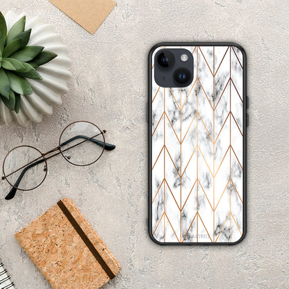 Marble Gold Geometric - iPhone 15 Plus θήκη