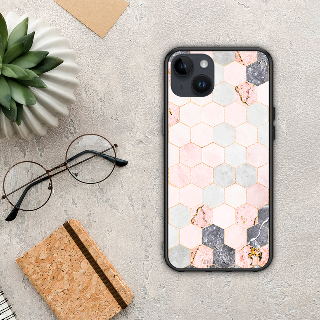 Marble Hexagon Pink - iPhone 15 Plus θήκη