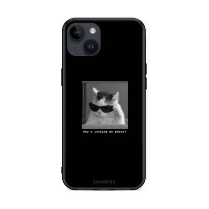 iPhone 14 Plus Meme Cat θήκη από τη Smartfits με σχέδιο στο πίσω μέρος και μαύρο περίβλημα | Smartphone case with colorful back and black bezels by Smartfits